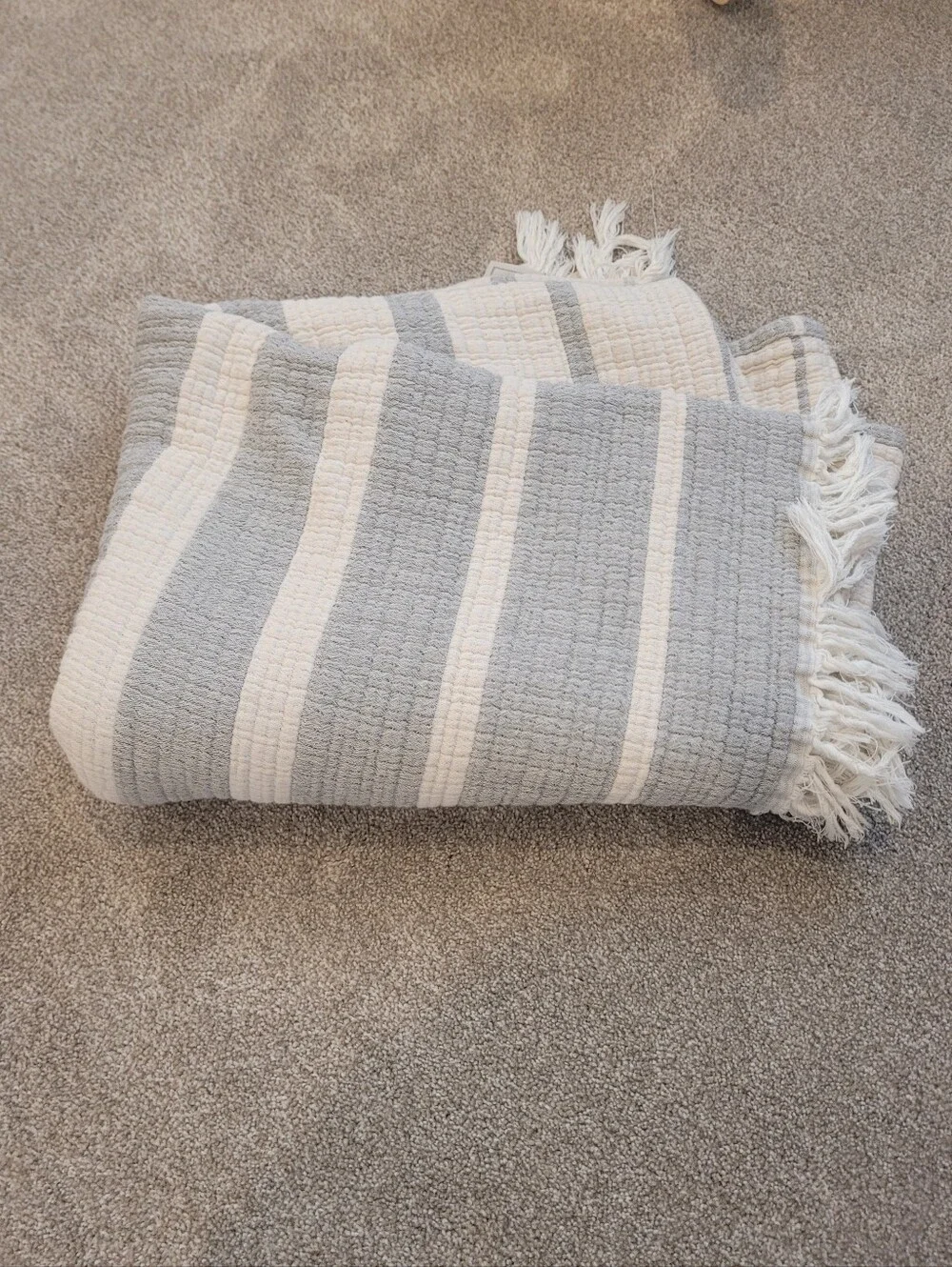 Texteis Penedo THROW BLANKETIVORY/GRAY PORTUGAL
